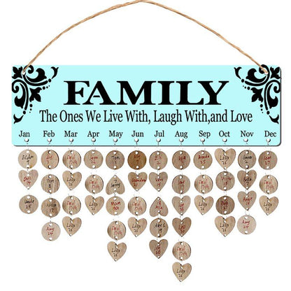 Xmas Sale Buy 2 Get 1 Free - Wooden Family Birthday Reminder Calendar Board