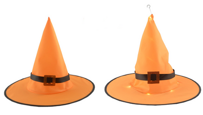 (2Pcs)HALLOWEEN Decorations Glowing Witch Hat Decorations 2 in 1 Hanging/Wearable
