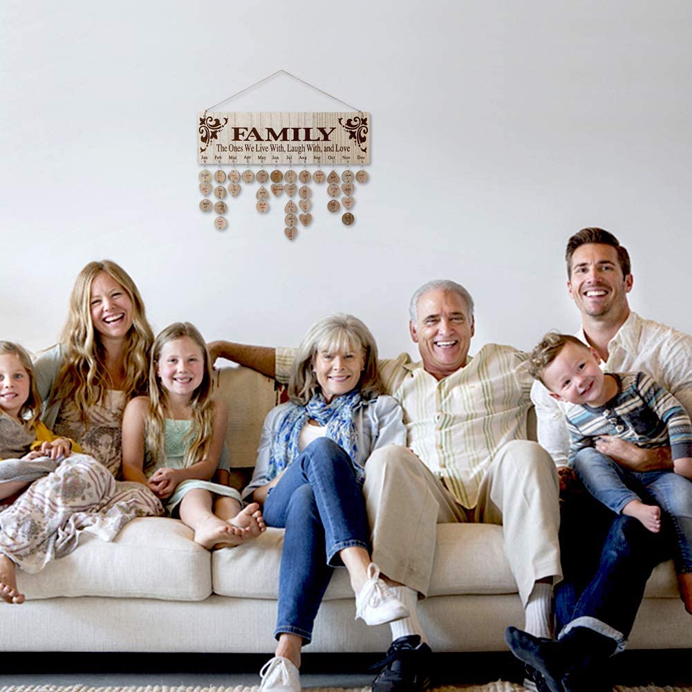 Xmas Sale Buy 2 Get 1 Free - Wooden Family Birthday Reminder Calendar Board