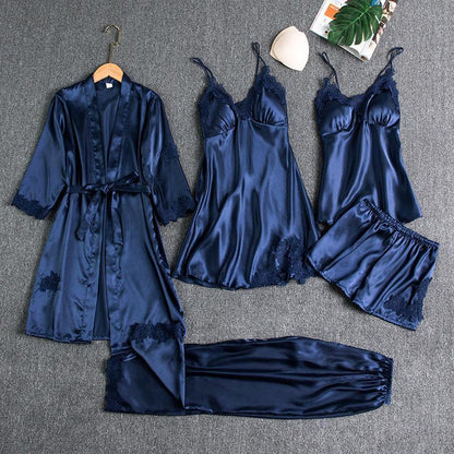 🔥BUY 2 FREE SHIPPING & GET 10% OFF🔥Blushy Silk 5 Piece Pajama Set