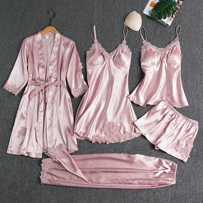 Blushy Silk 5 Piece Pajama Set BUY 2 GET 1 FREE
