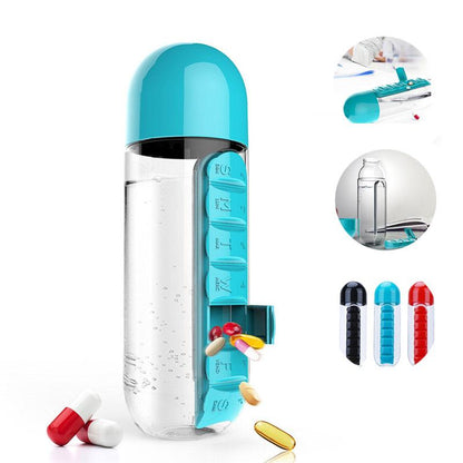 600ml 2 in 1 Pill Box Outdoor Water Bottle 60% OFF