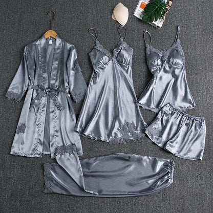 🔥BUY 2 FREE SHIPPING & GET 10% OFF🔥Blushy Silk 5 Piece Pajama Set